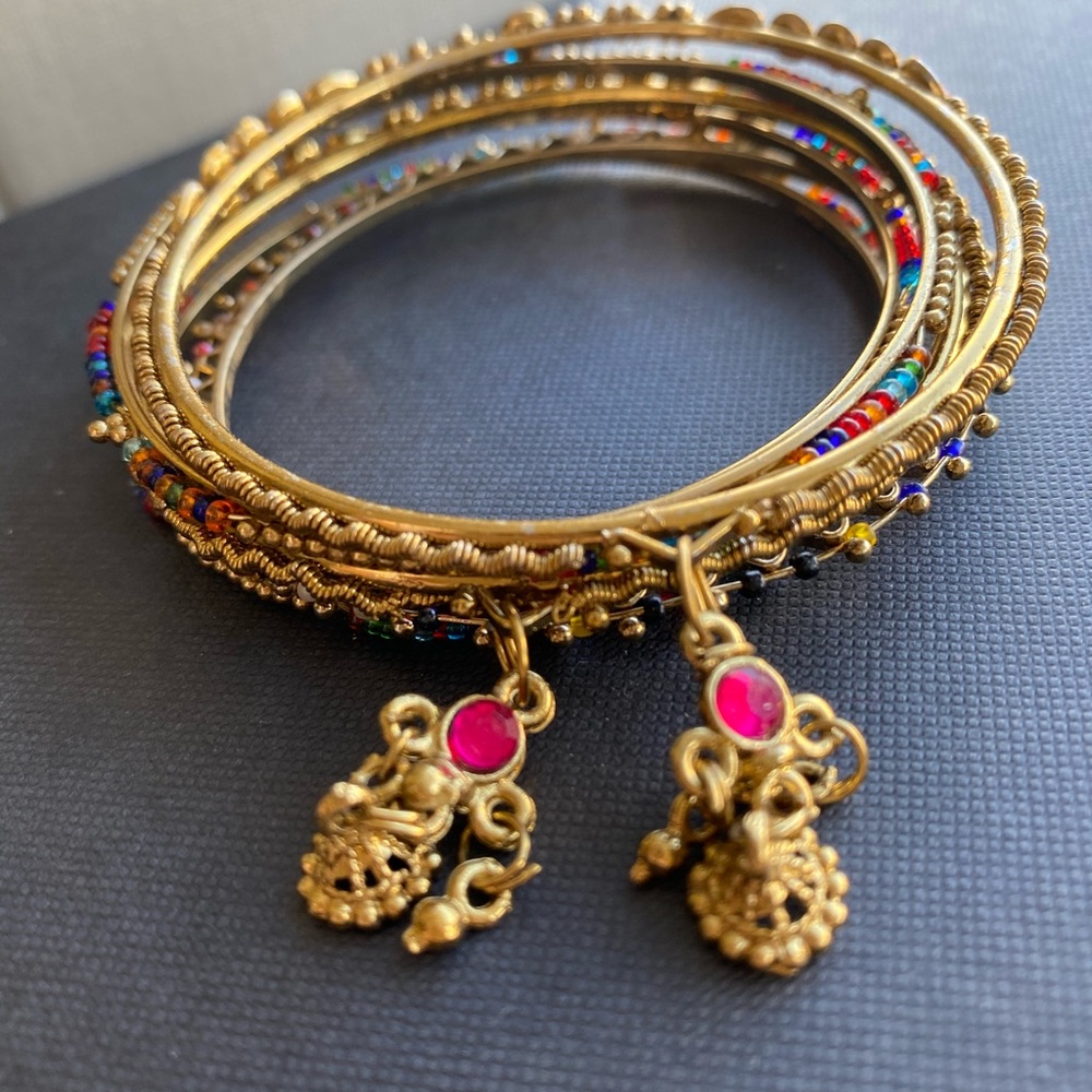 Gold, multi color bangles
